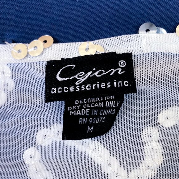 90s Y2k Women's Sequin Luxury Shrug Cejon Tie Front Mesh Crop Top - Picture 6 of 12